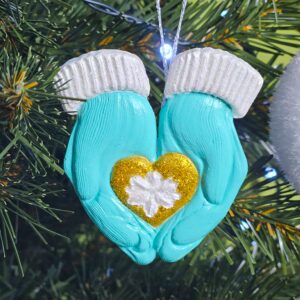 Gloves with a heart decor
