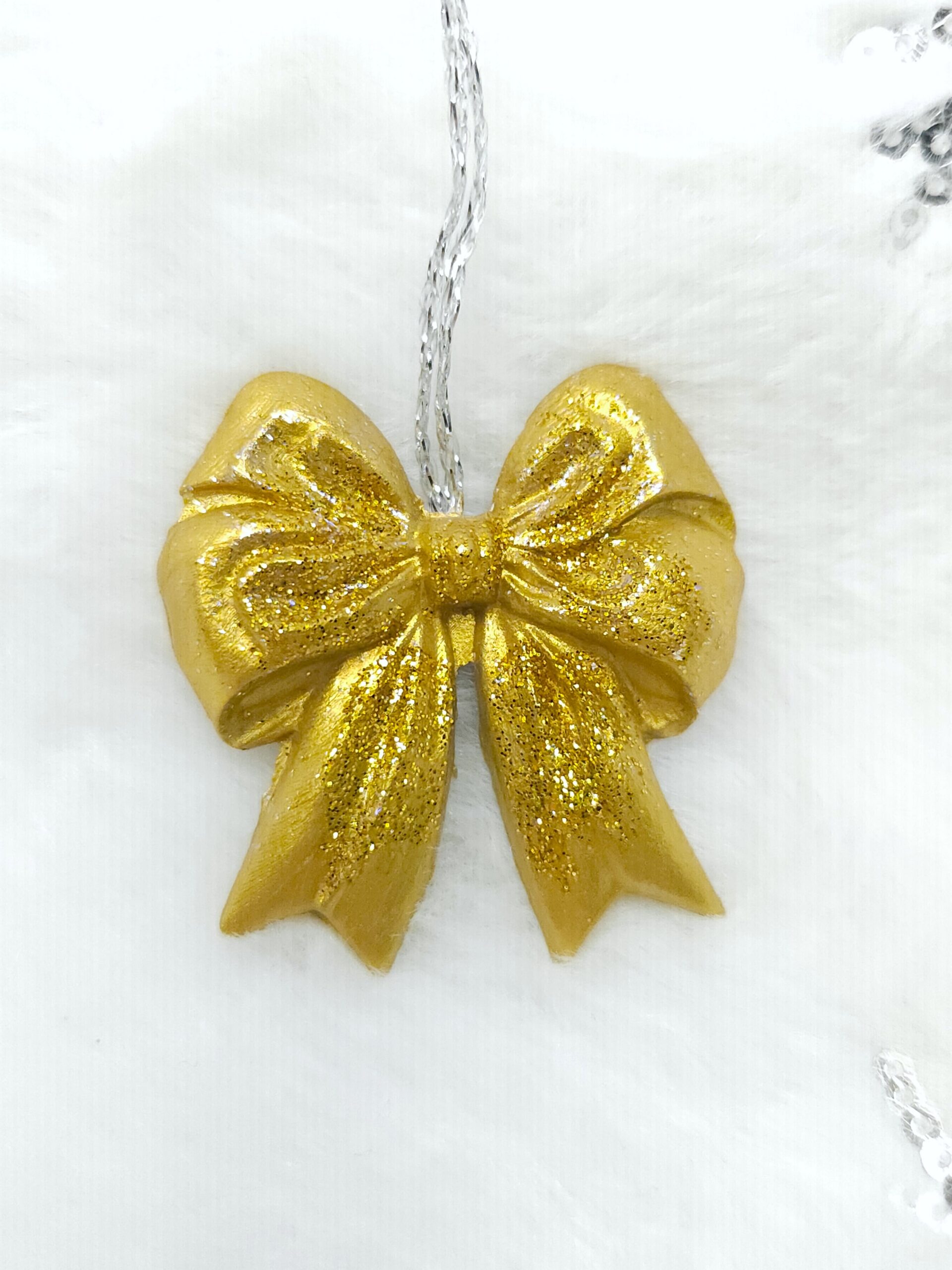 Christmas Bow - gold, silver , small - 2 pcs.